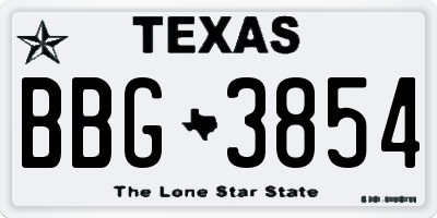 TX license plate BBG3854