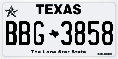 TX license plate BBG3858