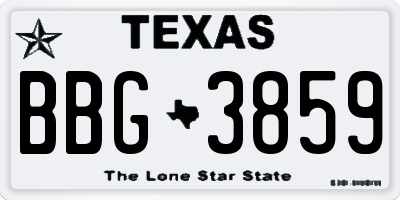 TX license plate BBG3859