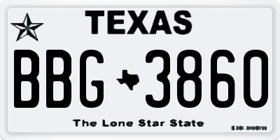 TX license plate BBG3860