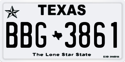 TX license plate BBG3861