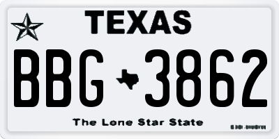 TX license plate BBG3862