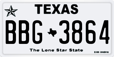 TX license plate BBG3864
