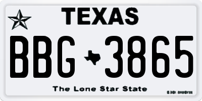 TX license plate BBG3865