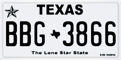 TX license plate BBG3866