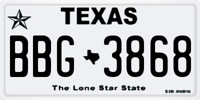 TX license plate BBG3868