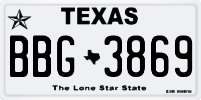 TX license plate BBG3869