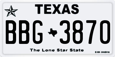 TX license plate BBG3870