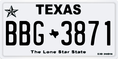 TX license plate BBG3871