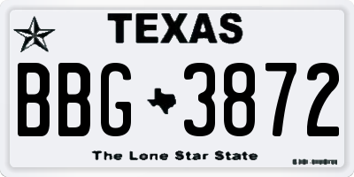 TX license plate BBG3872