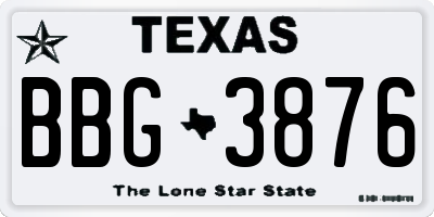 TX license plate BBG3876