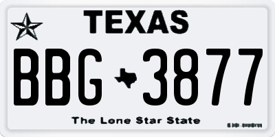 TX license plate BBG3877