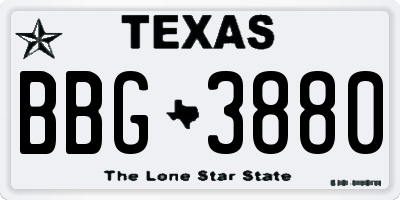 TX license plate BBG3880