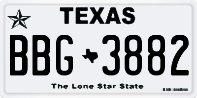 TX license plate BBG3882