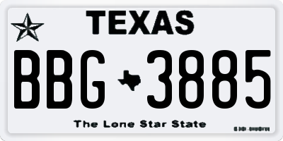 TX license plate BBG3885