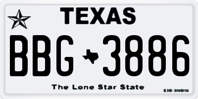 TX license plate BBG3886