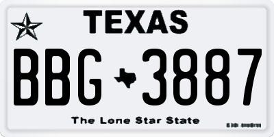 TX license plate BBG3887