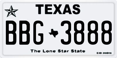 TX license plate BBG3888