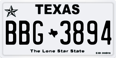 TX license plate BBG3894