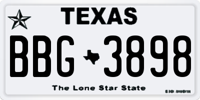 TX license plate BBG3898