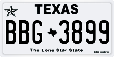 TX license plate BBG3899