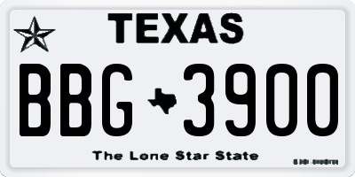 TX license plate BBG3900