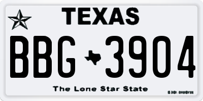 TX license plate BBG3904