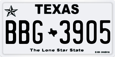 TX license plate BBG3905