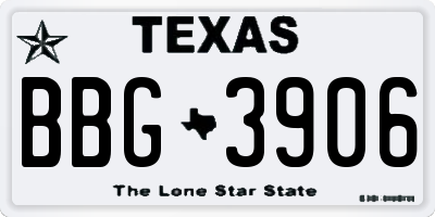 TX license plate BBG3906