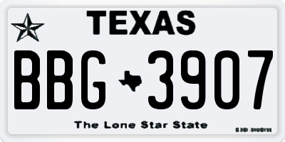 TX license plate BBG3907