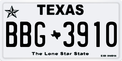 TX license plate BBG3910