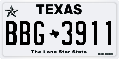 TX license plate BBG3911