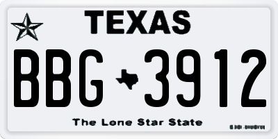 TX license plate BBG3912