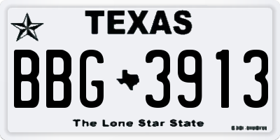 TX license plate BBG3913