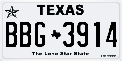 TX license plate BBG3914