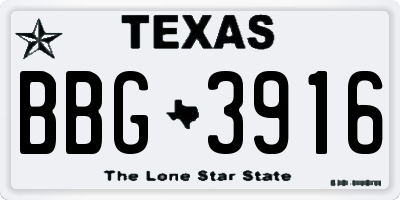 TX license plate BBG3916