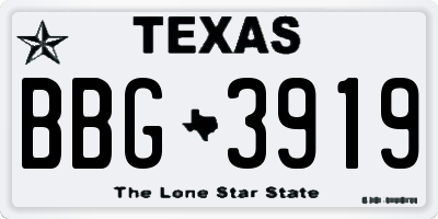 TX license plate BBG3919