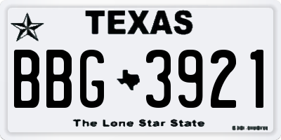 TX license plate BBG3921