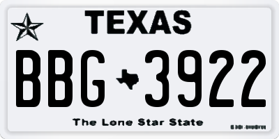 TX license plate BBG3922