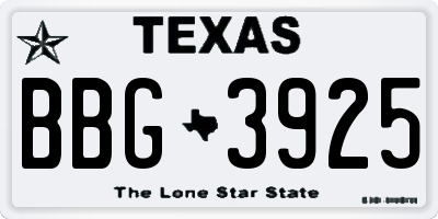 TX license plate BBG3925