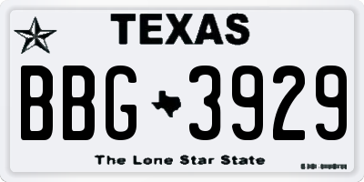 TX license plate BBG3929