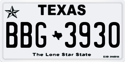 TX license plate BBG3930