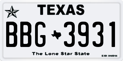 TX license plate BBG3931