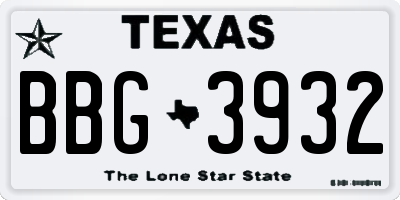 TX license plate BBG3932