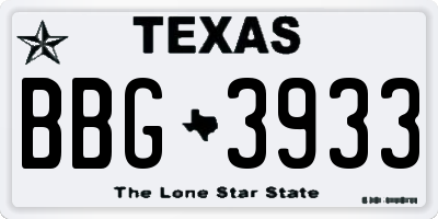 TX license plate BBG3933