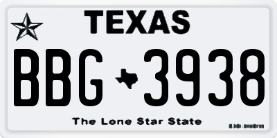 TX license plate BBG3938