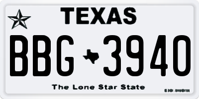 TX license plate BBG3940