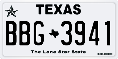 TX license plate BBG3941