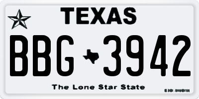 TX license plate BBG3942