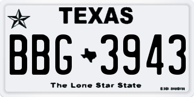 TX license plate BBG3943